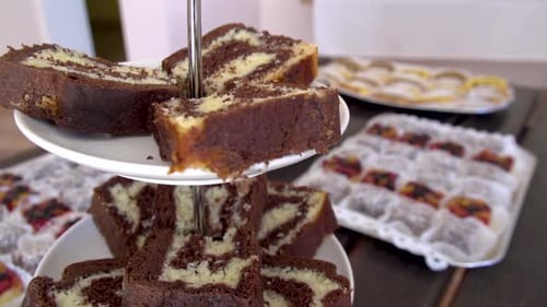 Assorted Cakes on Tiered Dessert Stand