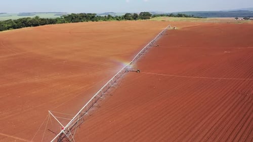 Irrigation system landscape aerial view. Nature scenery