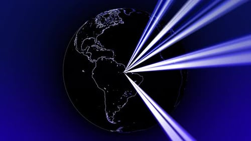 Futuristic Digital Earth Globe with Connecting Light Rays