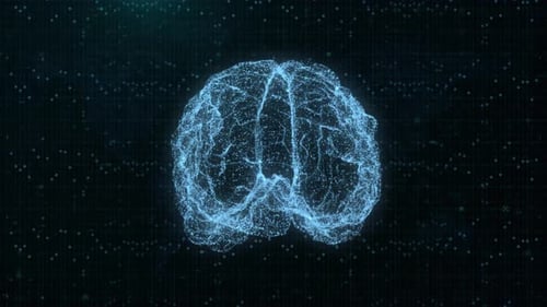 3D Technological Interface: Glowing Dashboard with Artificial Intelligence, Human Brain MRI Scan