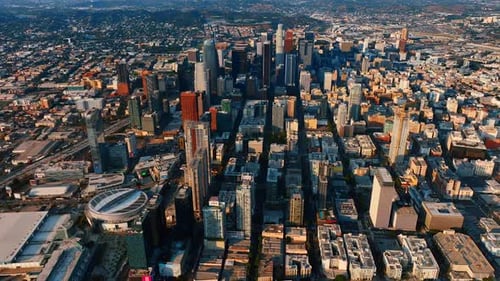 High-rise business downtown of Los Angeles, California, USA.