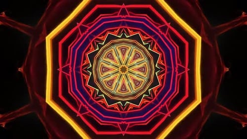 Dynamic Glowing Geometric Kaleidoscope Tunnel Loop Background
