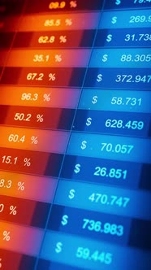 Loop 3D stock table with orange and blue highlight bands