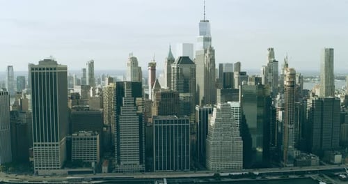Aerial View of Manhattan Skyine Skyscrapers in New York During the Day