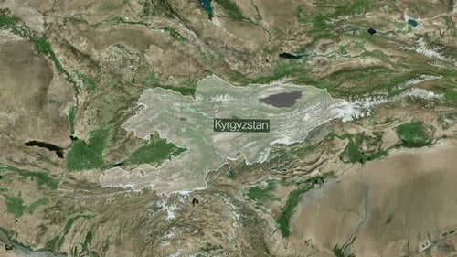 Animated World Map Zoom to Kyrgyzstan with Text Reveal