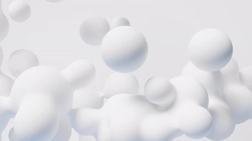 Animación abstracta en bucle de líquido. Burbujas sobre fondo blanco, formas suaves, gotas de agua.