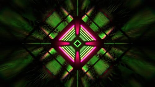 Green And Pink Cybernetic Strobe Square Neon Corridor Background Vj Loop I 4K
