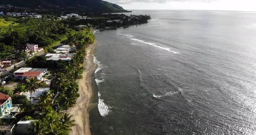 Drone footage while flying over a beach in the southeast part of Puerto Rico.