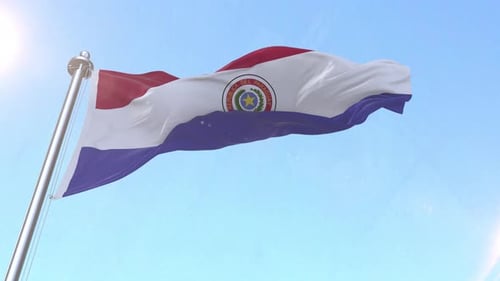 Paraguay Flag Waving In The Sky