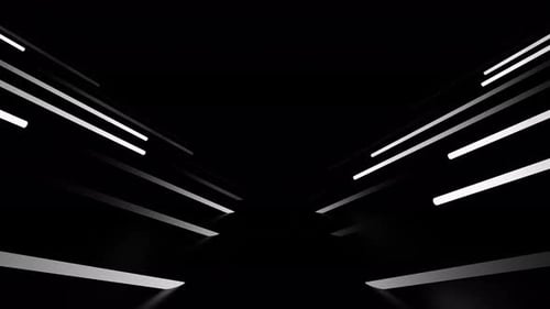 Flowing Down Slow White Neon Glow Lines Tunnel Loop Animation