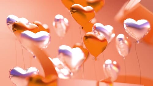 Happy Valentines Day Balloon Love Gift Heart Romance Suprise Loop Background Orange