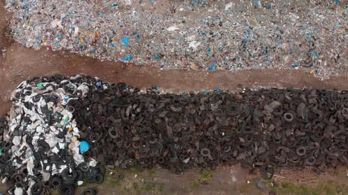 Aerial View of Landfill with Garbage and Waste
