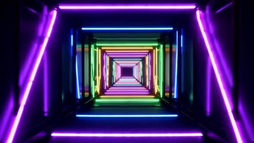Sci Fi Neon Tunnel Motion Graphics Background