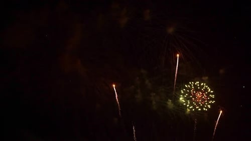 Exploding Fireworks Light Up the Night Sky