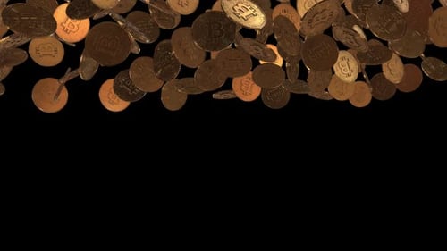 Bitcoin Metal Coin Falling Alpha Channel 002