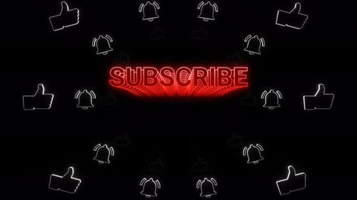 Red Subscribe Text Flying in the Tunnel of Like and Notify Buttons