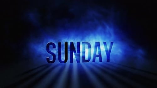 Sunday day of the week , 3d text intro with blue light in the background.