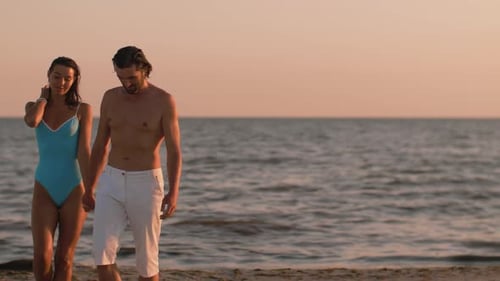 Romantic Couple Beach Summer Holiday Vacation Concept with Copy Space