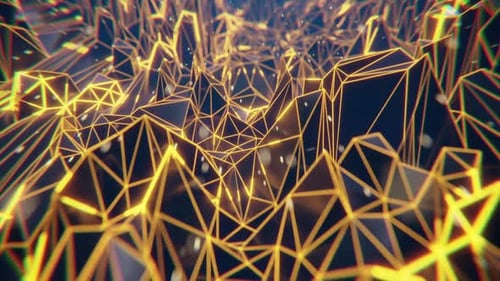 Abstract Futuristic Terrain with Luminous Geometric Grid Animation
