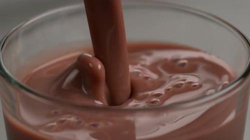 Pouring Chocolate Protien Shake In Slow Motion.