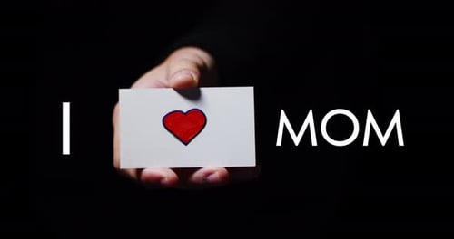 Hand Holds I Heart Mom Card
