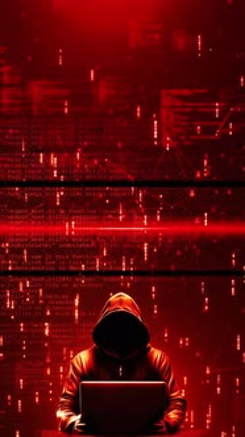Red Digital Hacker Cyber Attack Background Animation