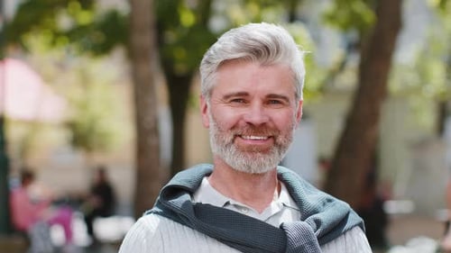 Smiling Man Outdoor Portrait in Urban Setting