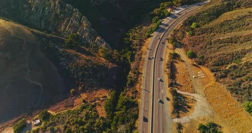 American rocky highway road. American scenery mountain road landscape.