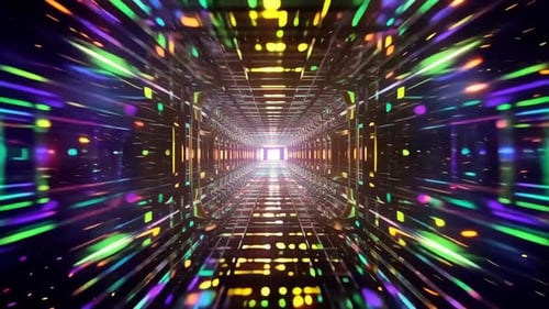 Abstrakte 4K-Bewegungsgrafik eines futuristischen Neon-Cyber-Tunnels