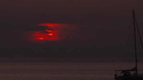 Beautiful Cloudy Dramatic Sunset on the Sea