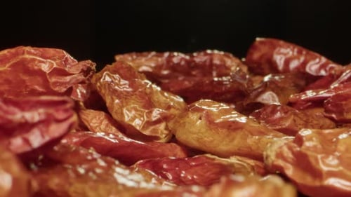 Close Up of Shiny Dried Red Chili Peppers