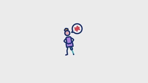 Animated Thought Bubble with Puzzle Piece Icon