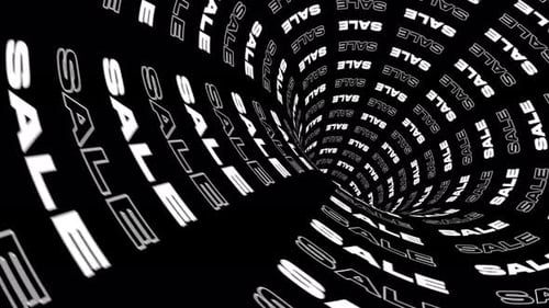 Endless Sale Tunnel Black White Design Sale Text Vortex Graphic Advertising Promotion