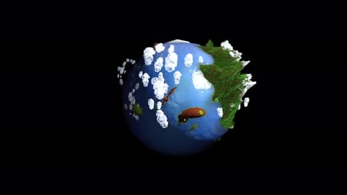 Stylized Geometric Earth Rotating with Abstract Cloud Animation