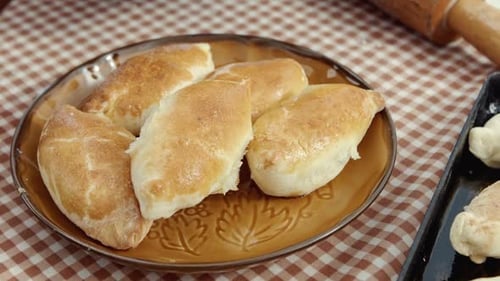 Hot Freshly Baked Pies on a Table
