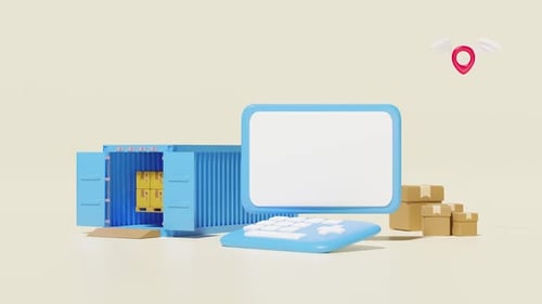 Animated 3D Logistics and Delivery E-commerce Scene