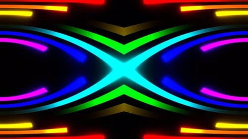 Multicolor Neon Lines Moving To Center Background Vj Loop In 4K