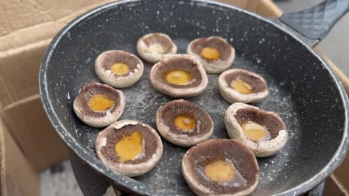 - High Resolution 4K - 3840 x 2160
- Camping Mushroom Cooking Close-up Shoot