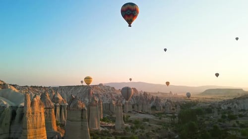 Hot Air Balloons Over Cappadocia - Aerial View