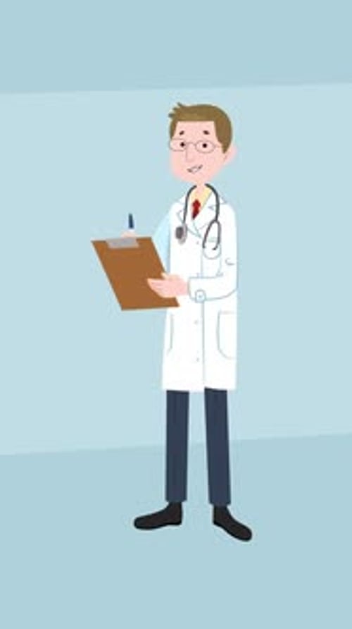 Animated Flat Design Doctor Character Speaking and Writing