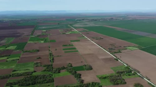 Small farming plots are the norm in rural Bulgaria. This high altitude aerial shows the varied crops