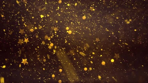 Falling Golden Glitter and Stars Particles Background Loop