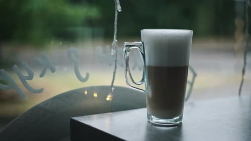 Rainy Day Latte Cafe Window