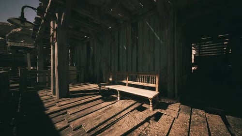 Rustic Wooden Shack Porch with Dynamic Moving Shadows