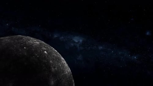 Sehen Sie sich den realistischen 3D-Merkurplaneten mit Stern an