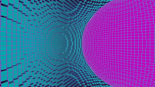 Cyan And Pink Pixel Ball Inside Background Vj Loop In HD