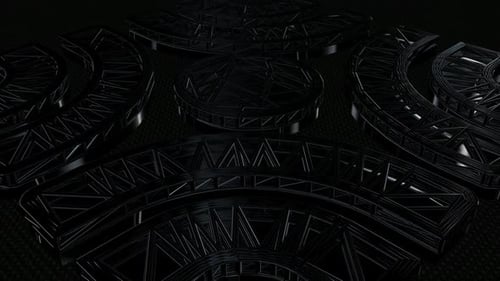 Abstract Metallic Truss Geometry Assembling Animation