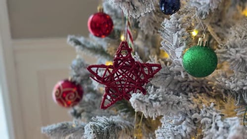 Festive Christmas Tree Decorations With Shallow Depth Of Field