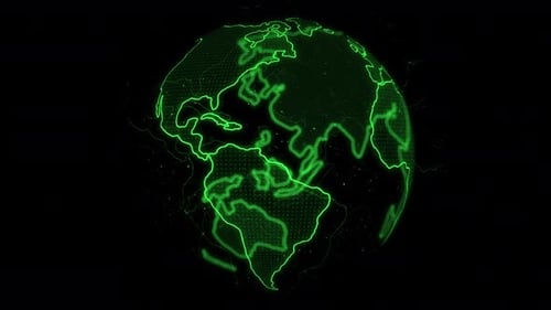 Digital Green Earth Rotating Alpha Channel 4K
