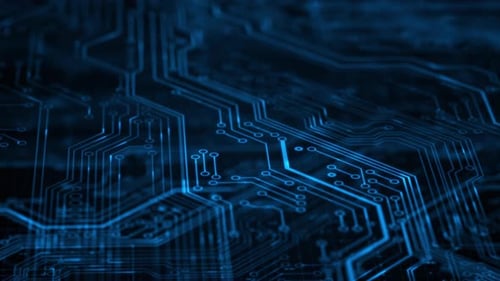 Animated Blue Circuit Board Digital Technology Background